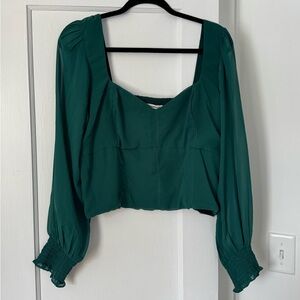 Abercrombie Long Sleeve Chiffon Teal Top